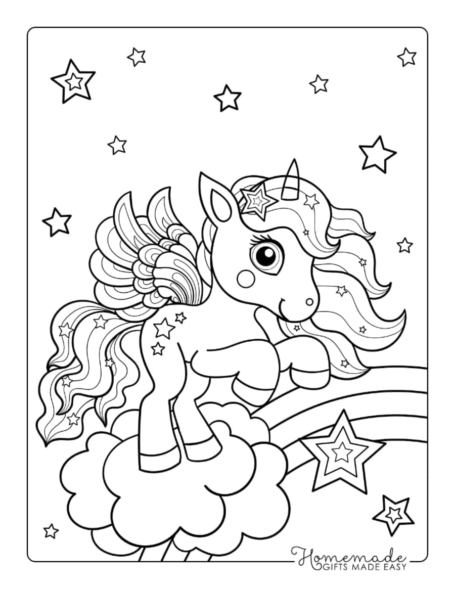 Baby Rainbow Stars Wings Open Unicorn Tracing Shape Pdf Free Vectors